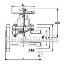 Manual Weir-type Rubber Lined, Fluorine Lined Diaphragm Valve constructral diagram